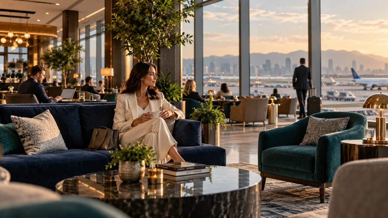 Contemporary travel lounge representing membership services
